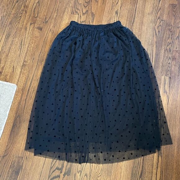 New Anthropologie Hearts Black Tulle Midi Skirt Medium Petite #041 - Picture 4 of 5